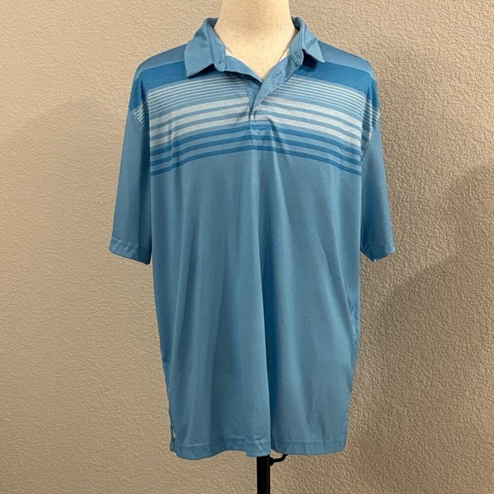 Ben Hogan Performance Men's Blue Striped Polo Golf Shirt Casual Classic - XL